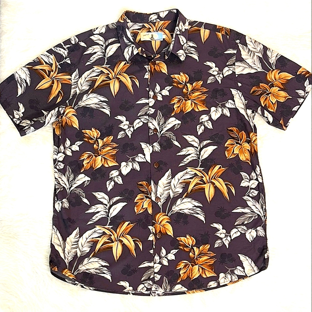 High Surf Floral Button Down 2X Coral Hawaiian Shirt
